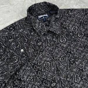Panhandle Western Pearl Snap Shirt Mens Medium Black Paisley Geometric Cowboy